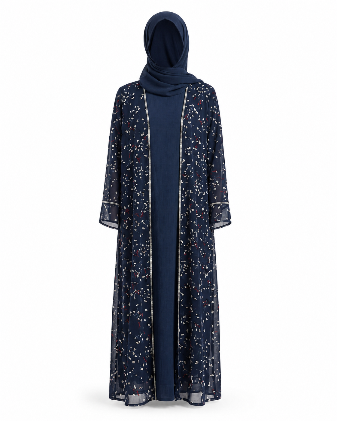Zohroze Midnight Ditsy Sheer Kimono Abaya