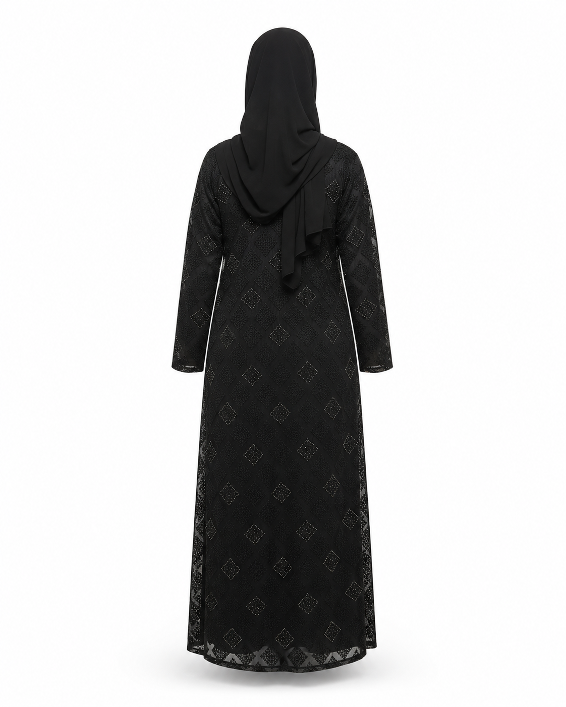 Zohroze Midnight Dahlia Embossed Kimono Abaya
