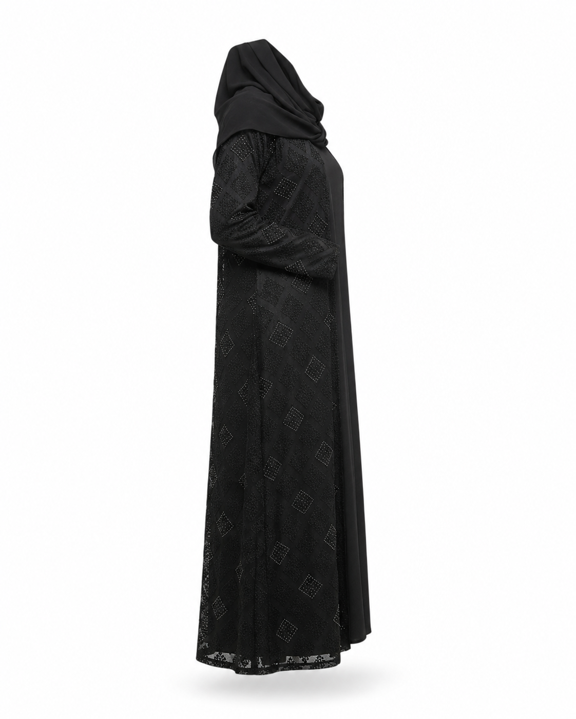 Zohroze Midnight Dahlia Embossed Kimono Abaya