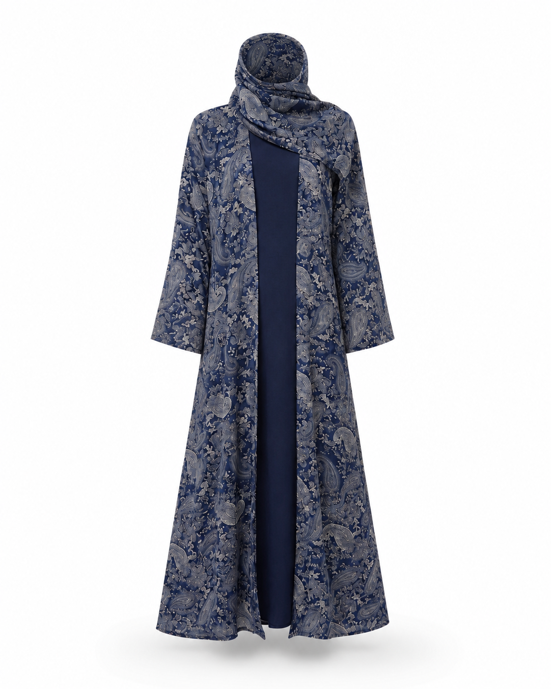 Zohroze Midnight Blue Paisley Kimono Abaya