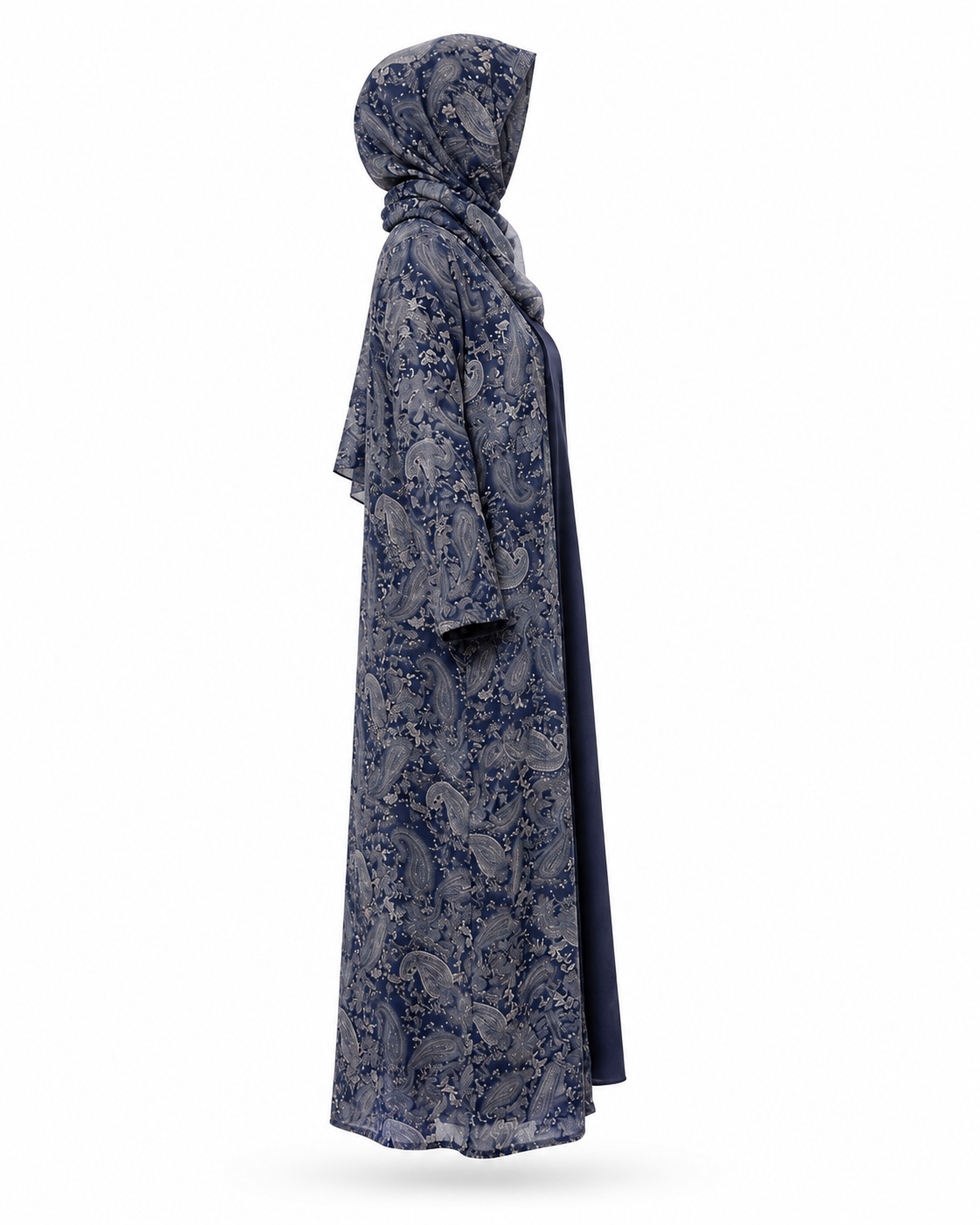 Zohroze Midnight Blue Paisley Kimono Abaya