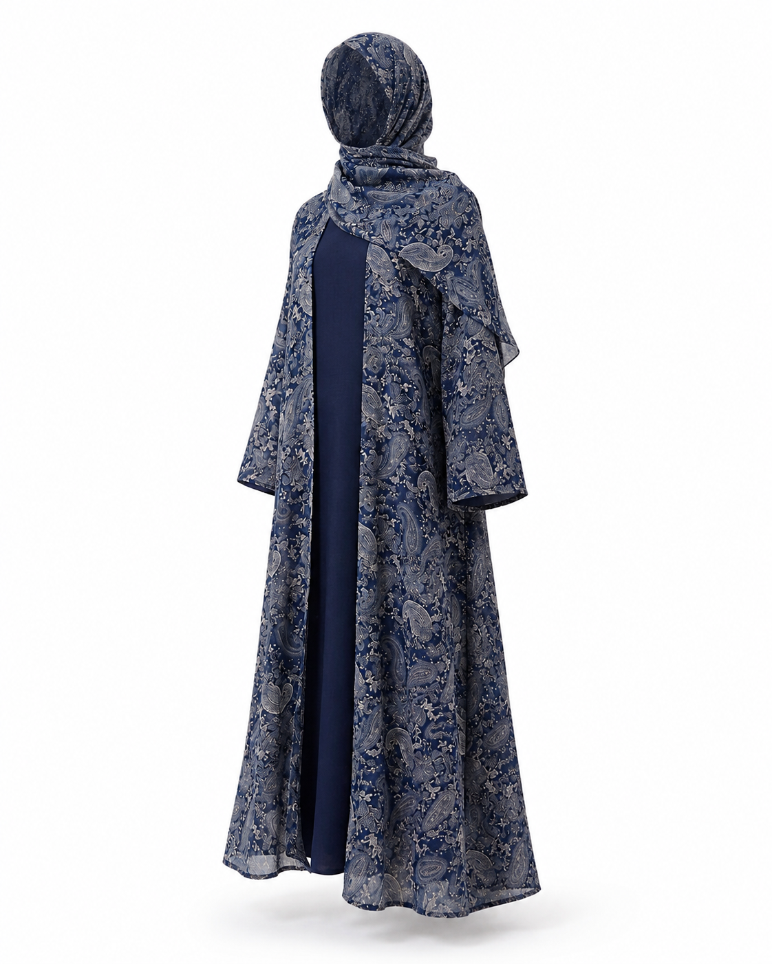 Zohroze Midnight Blue Paisley Kimono Abaya