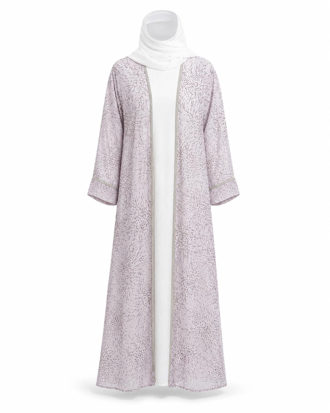 Zohroze Lavender Radiance Sheer Kimono Abaya