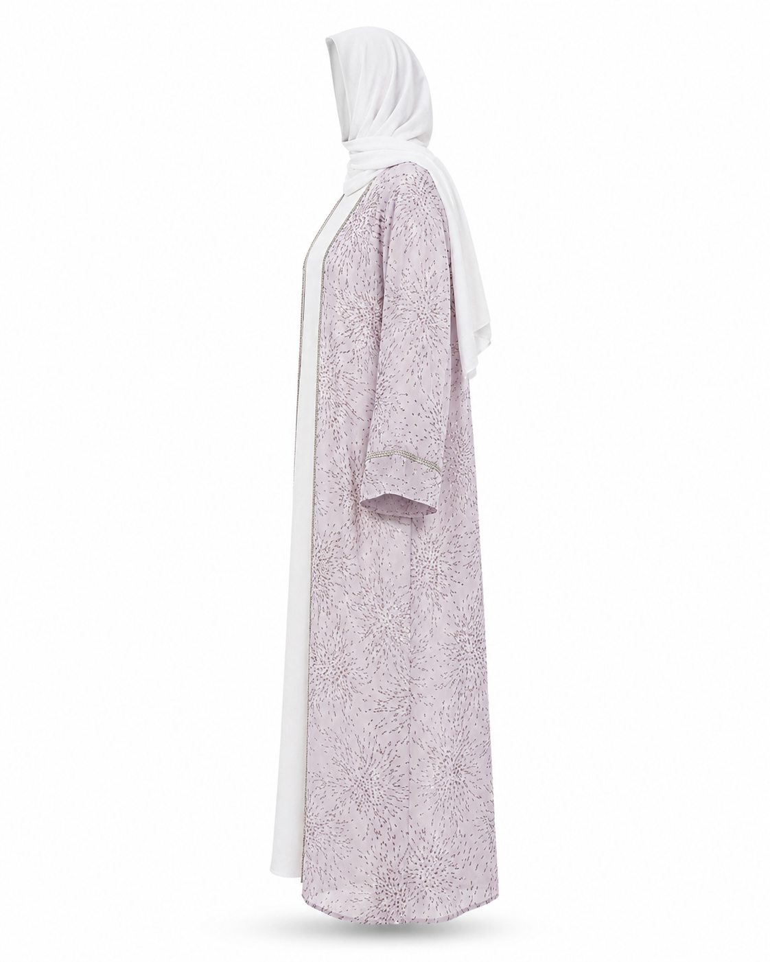 Zohroze Lavender Radiance Sheer Kimono Abaya