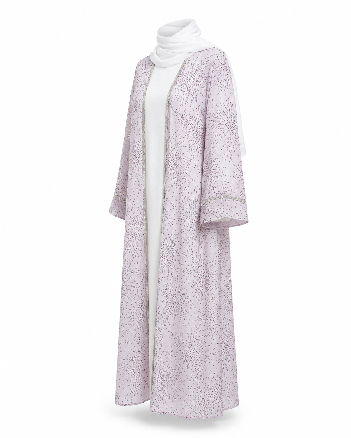Zohroze Lavender Radiance Sheer Kimono Abaya