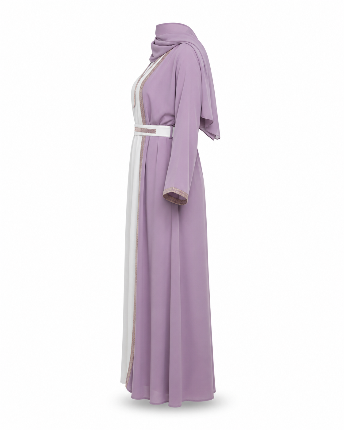 Zohroze Lavender Open Jacket Abaya with Contrast Panel