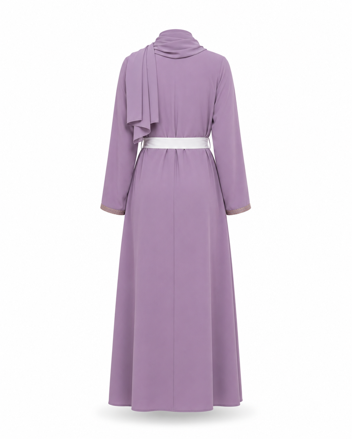 Zohroze Lavender Open Jacket Abaya with Contrast Panel