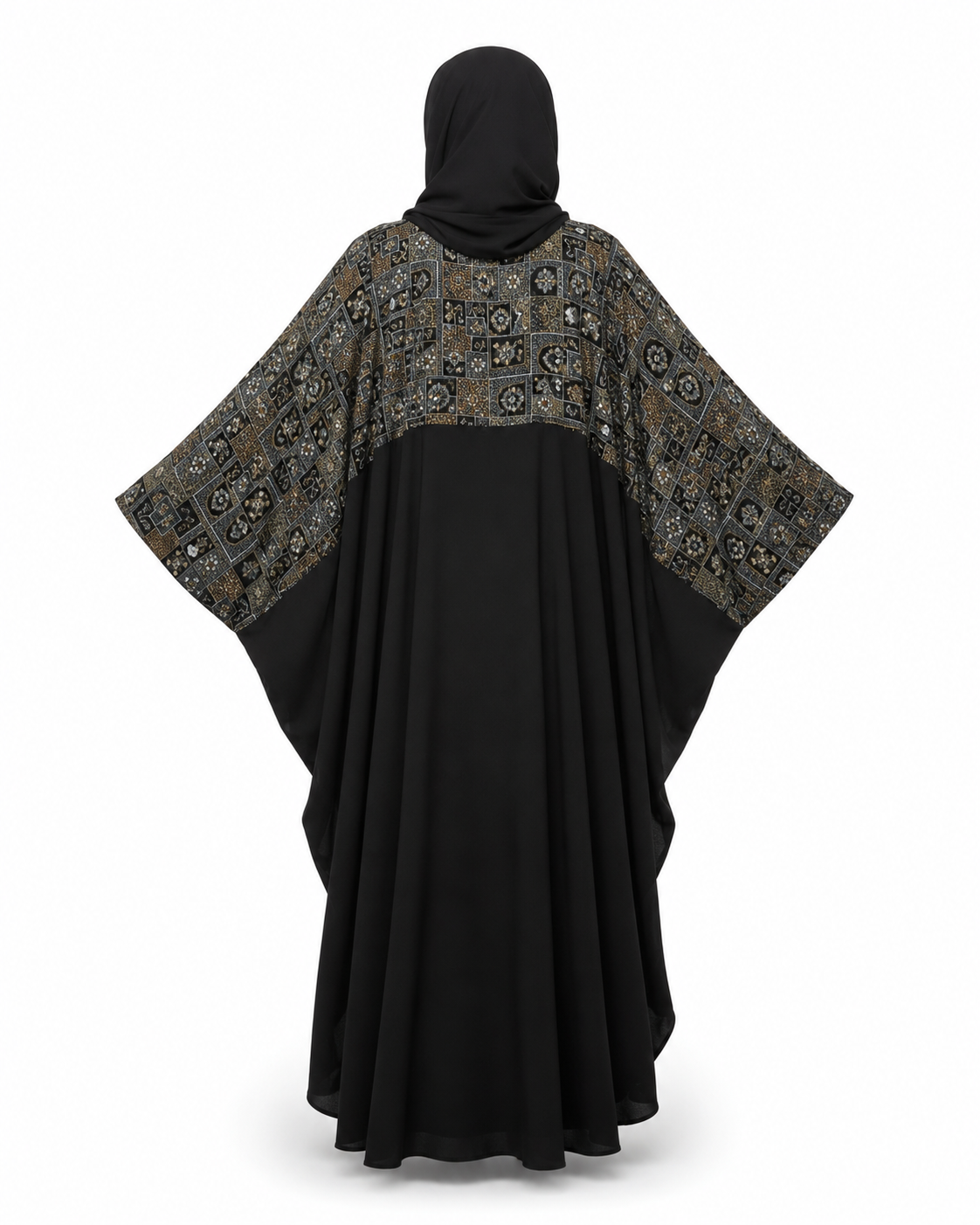 Zohroze Velvet-Top Embroidered Farasha Nida Abaya