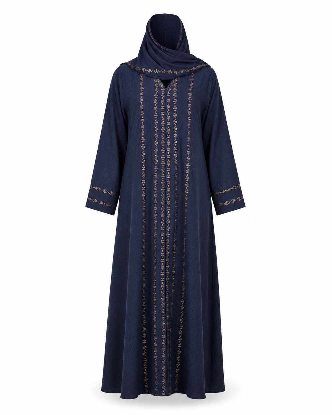 Zohroze Navy Blue Textured Embroidered Abaya