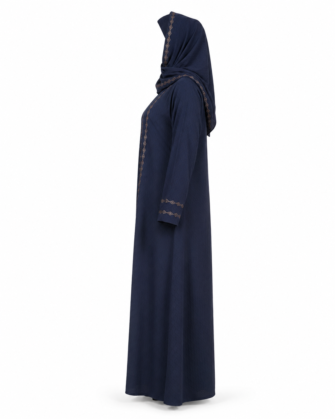 Zohroze Navy Blue Textured Embroidered Abaya
