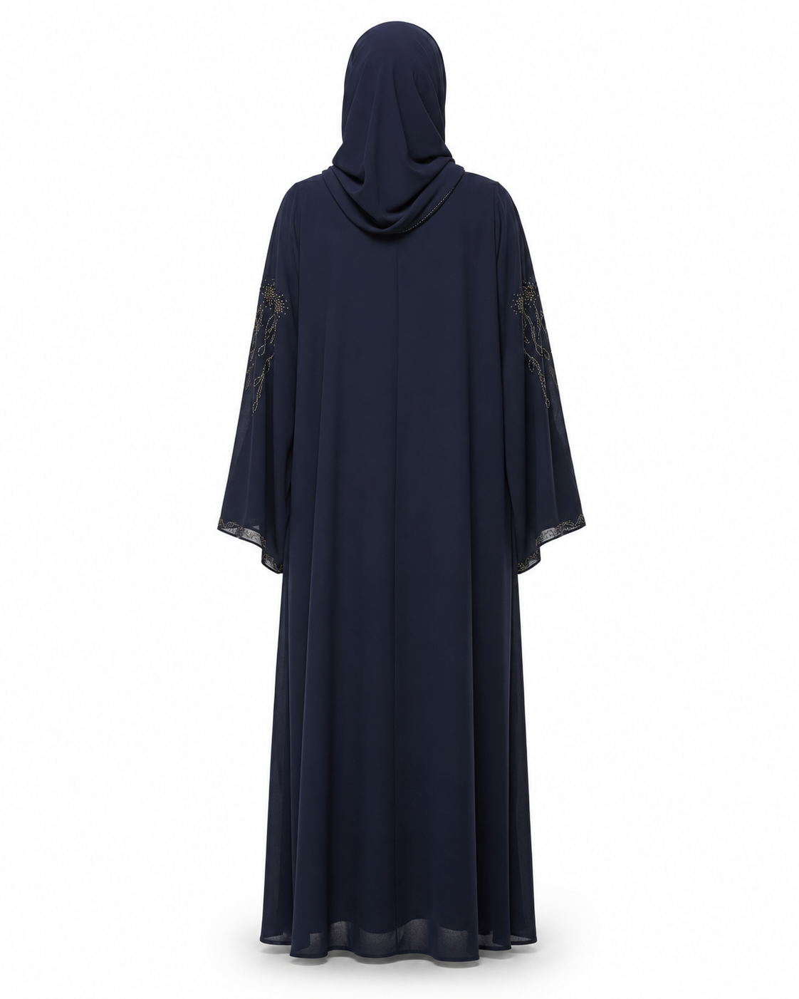 Zohroze Navy Blue Butterfly Abaya with Vine Embellishment