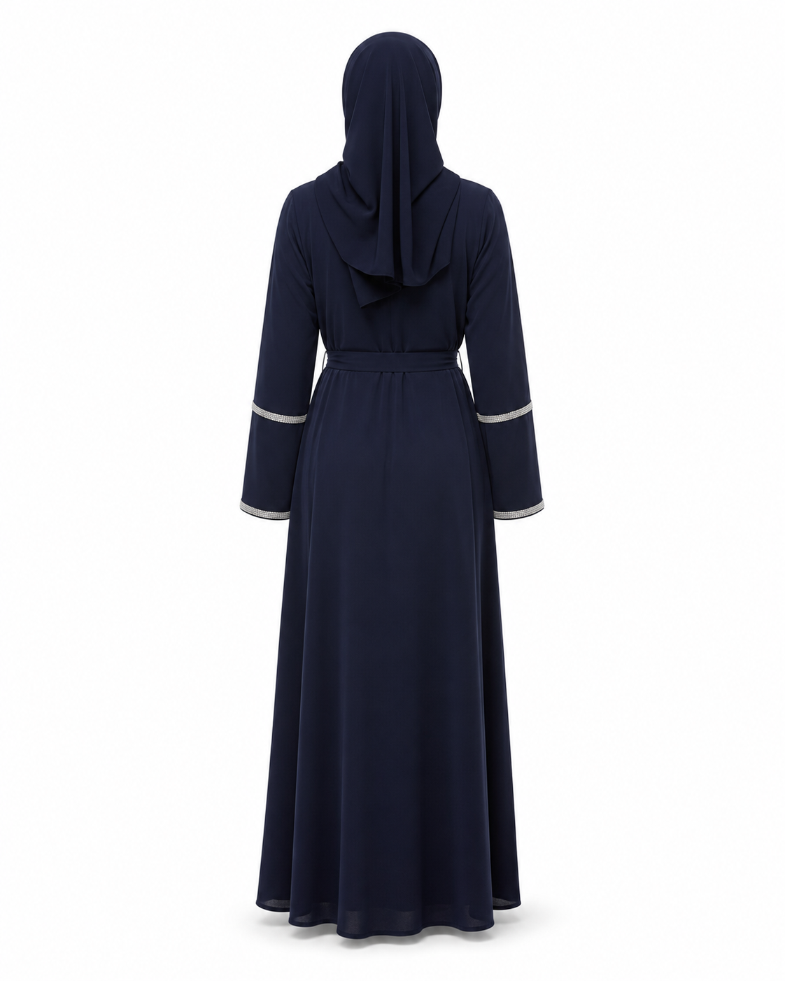 Zohroze Navy Blue Belted Embellished Abaya