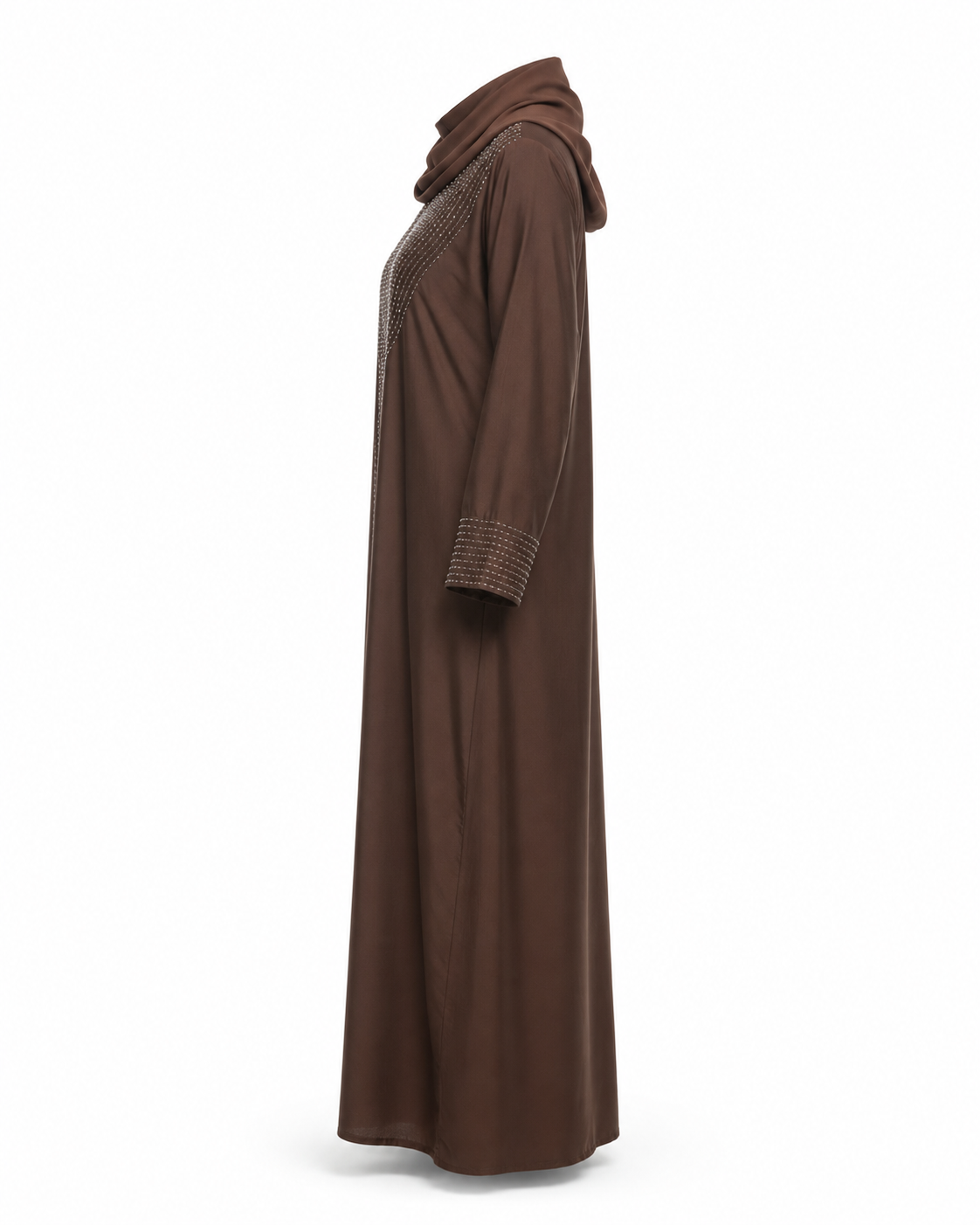 Zohroze Mocha Brown Embellished Closed Abaya