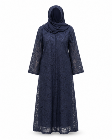 Zohroze Midnight Sapphire Floral Net Abaya