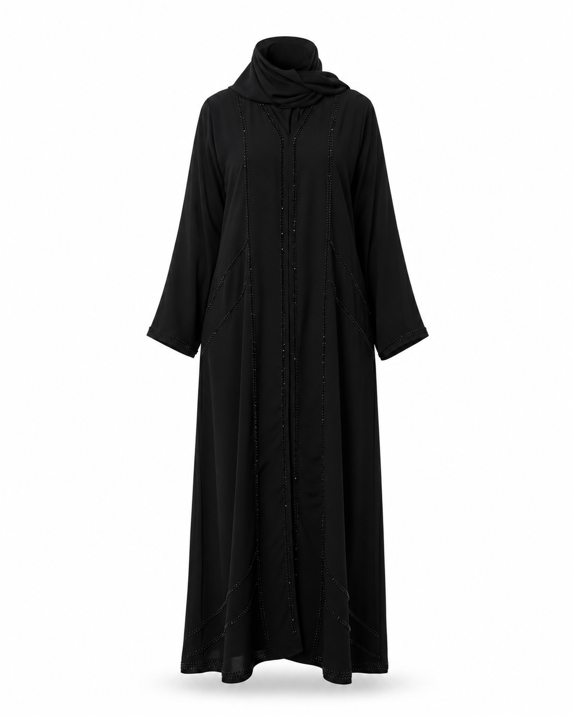 Zohroze Midnight Obsidian Hand-Beaded Abaya