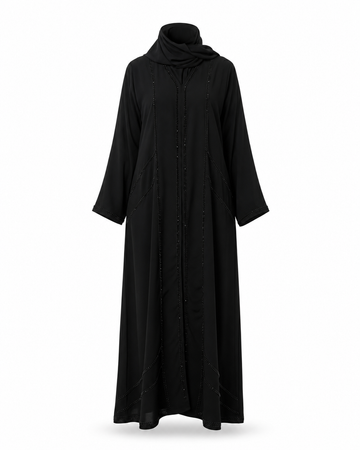 Zohroze Midnight Obsidian Hand-Beaded Abaya
