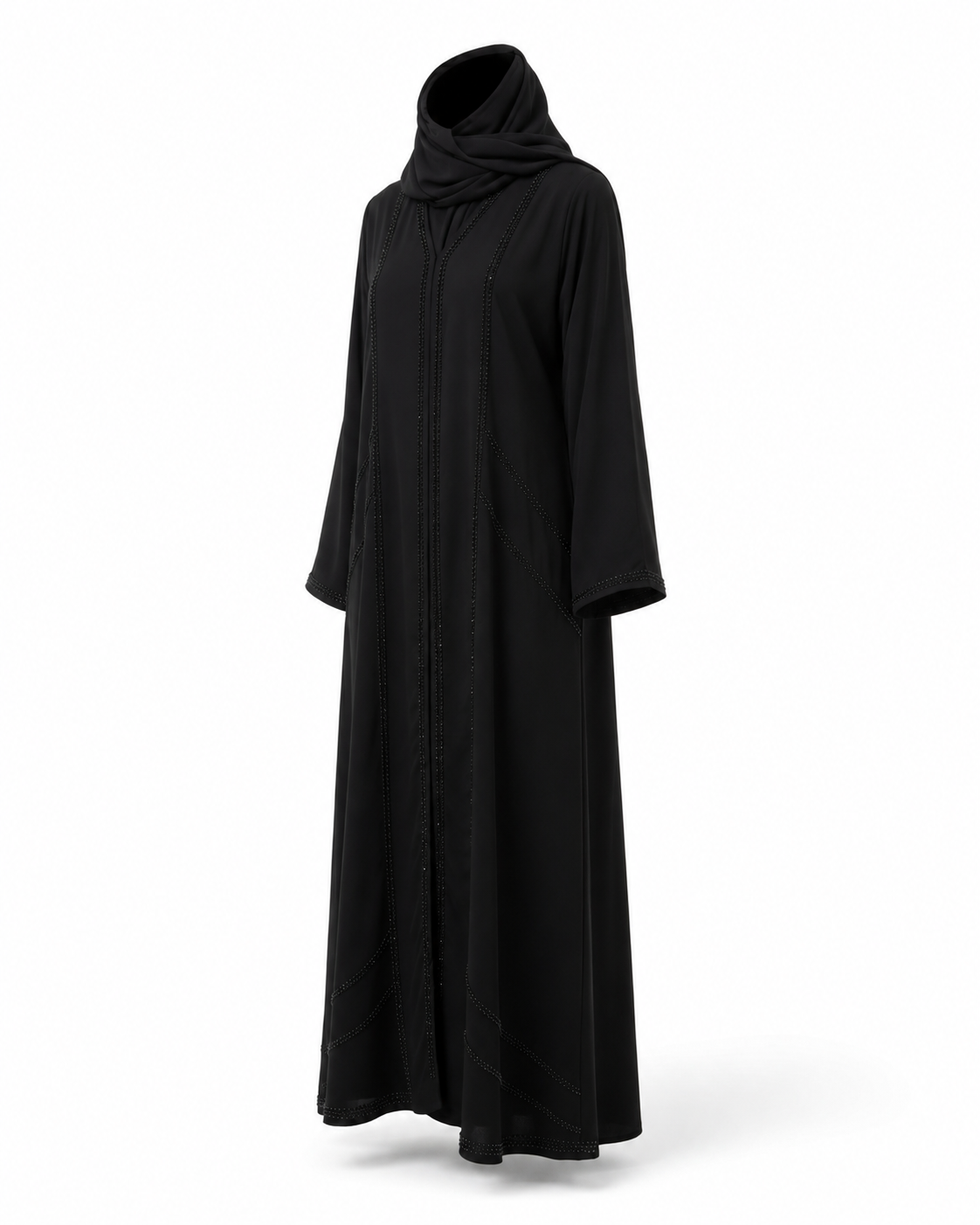 Zohroze Midnight Obsidian Hand-Beaded Abaya