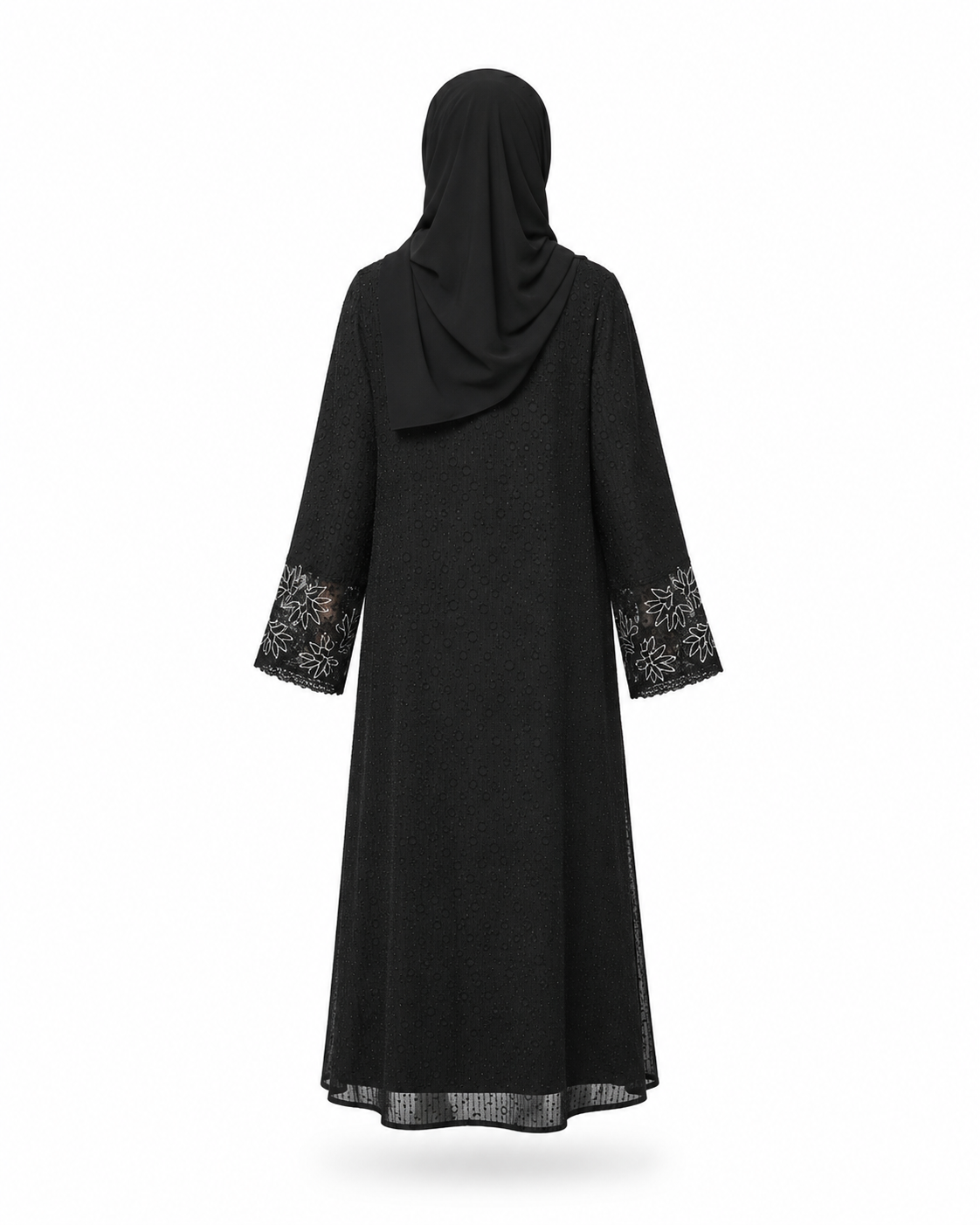 Zohroze Midnight Lotus Embroidered Side Panel Abaya
