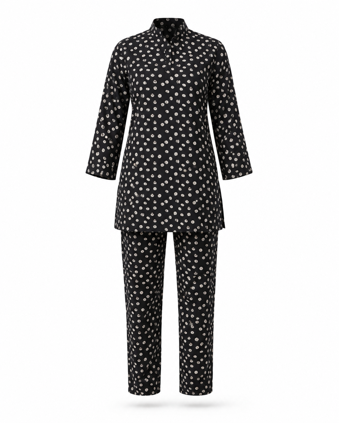 Zohroze Midnight Polka Dot Printed Kurti Co-Ord Set