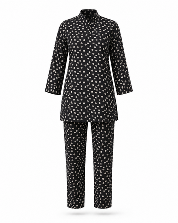 Zohroze Midnight Polka Dot Printed Kurti Co-Ord Set
