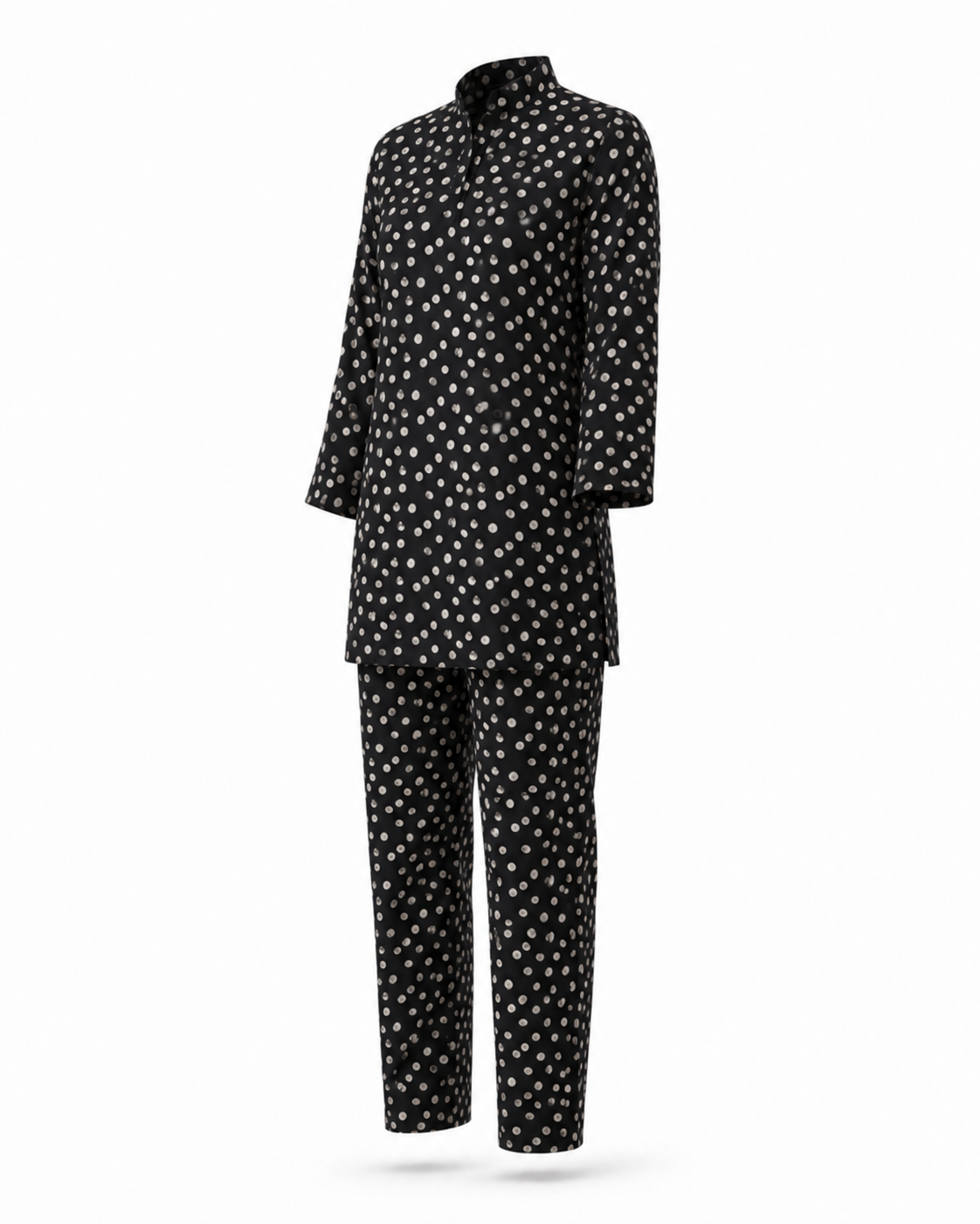 Zohroze Midnight Polka Dot Printed Kurti Co-Ord Set