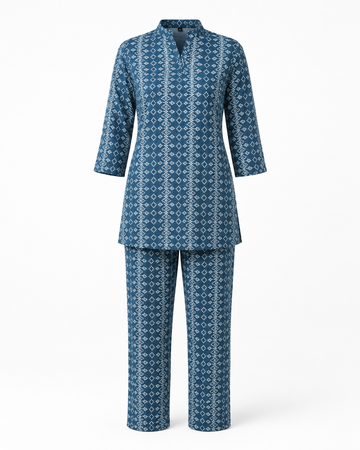 Zohroze Indigo Tapestry Printed Kurti Co-Ord Set