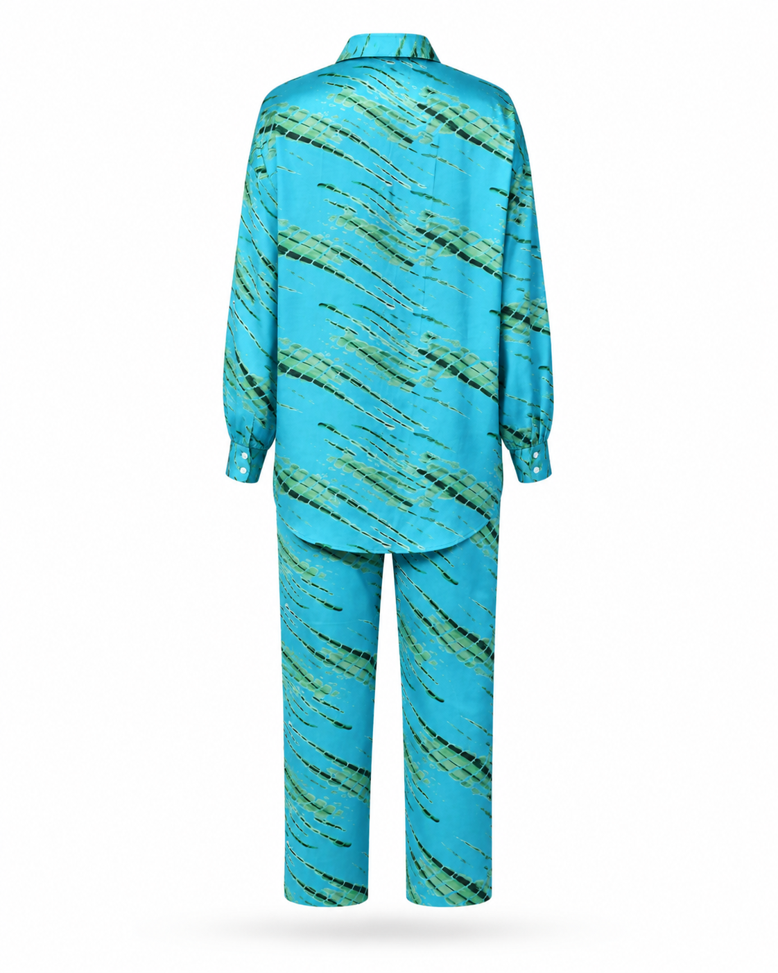 Zohroze Blue Satin Abstract Print Co-Ord Set