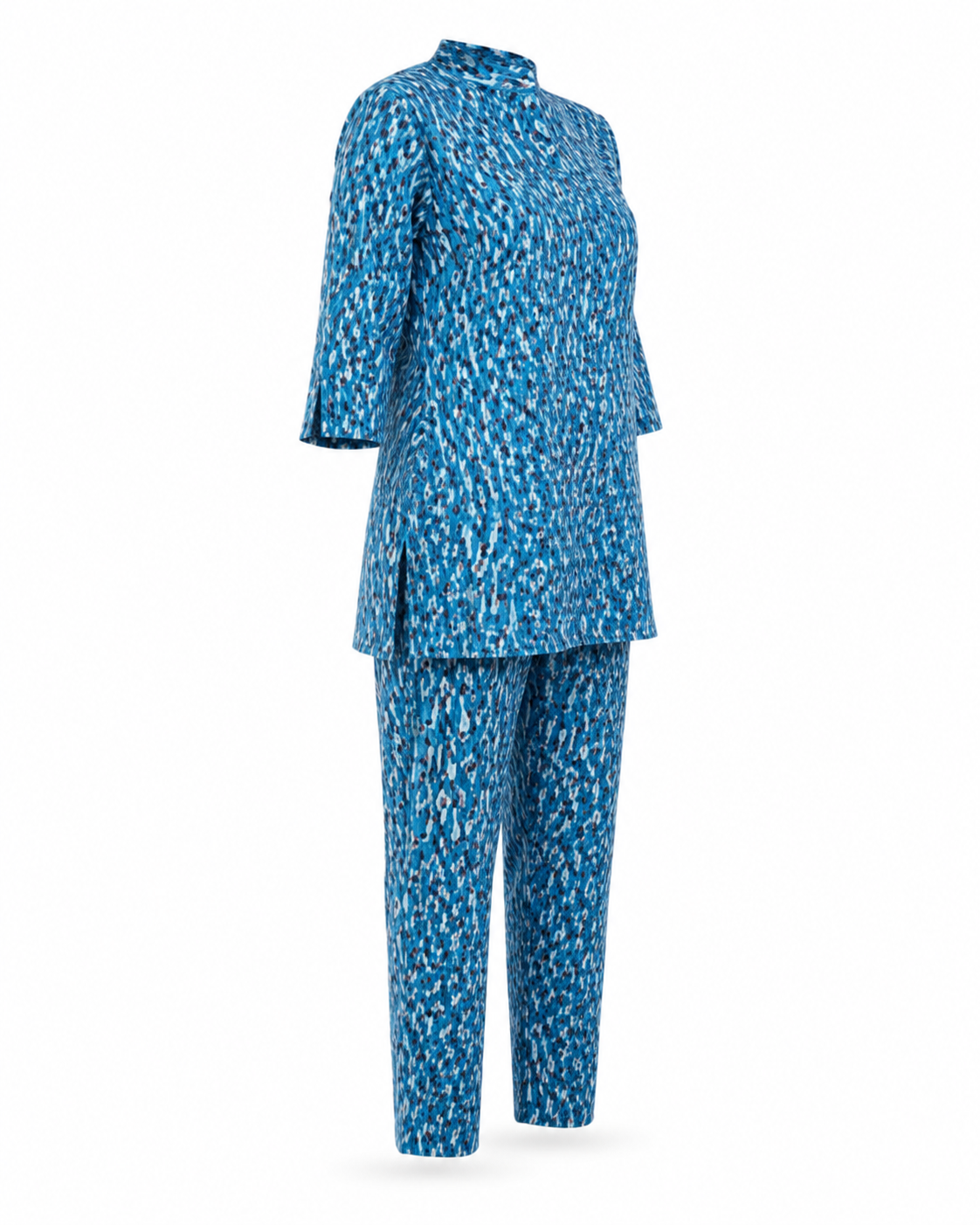 Zohroze Indigo Ikat Printed Kurti Co-Ord Set in Imported Chiffon