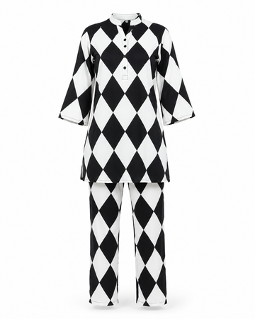 Zohroze Harlequin Diamond Printed Kurti Co-Ord Set