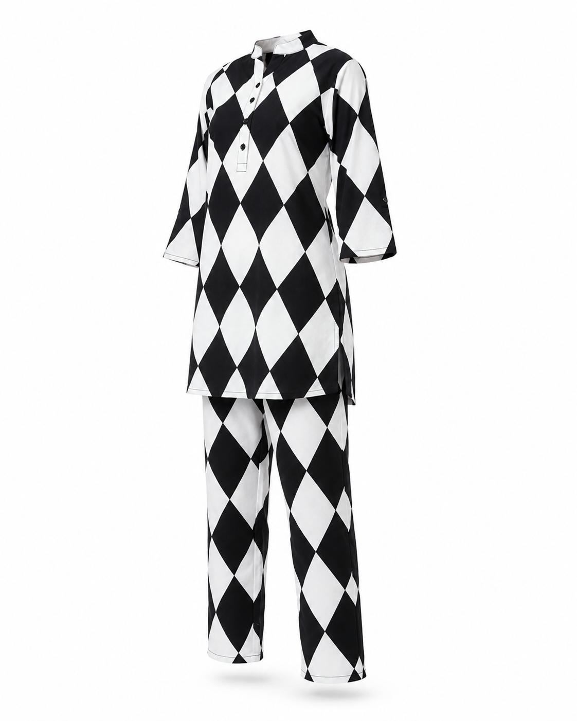 Zohroze Harlequin Diamond Printed Kurti Co-Ord Set