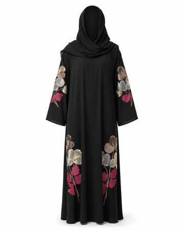 Zohroze Midnight Bloom Embroidered Abaya