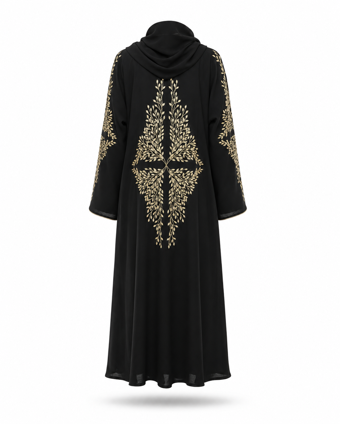 Zohroze Jet Black Floral Embroidered Abaya
