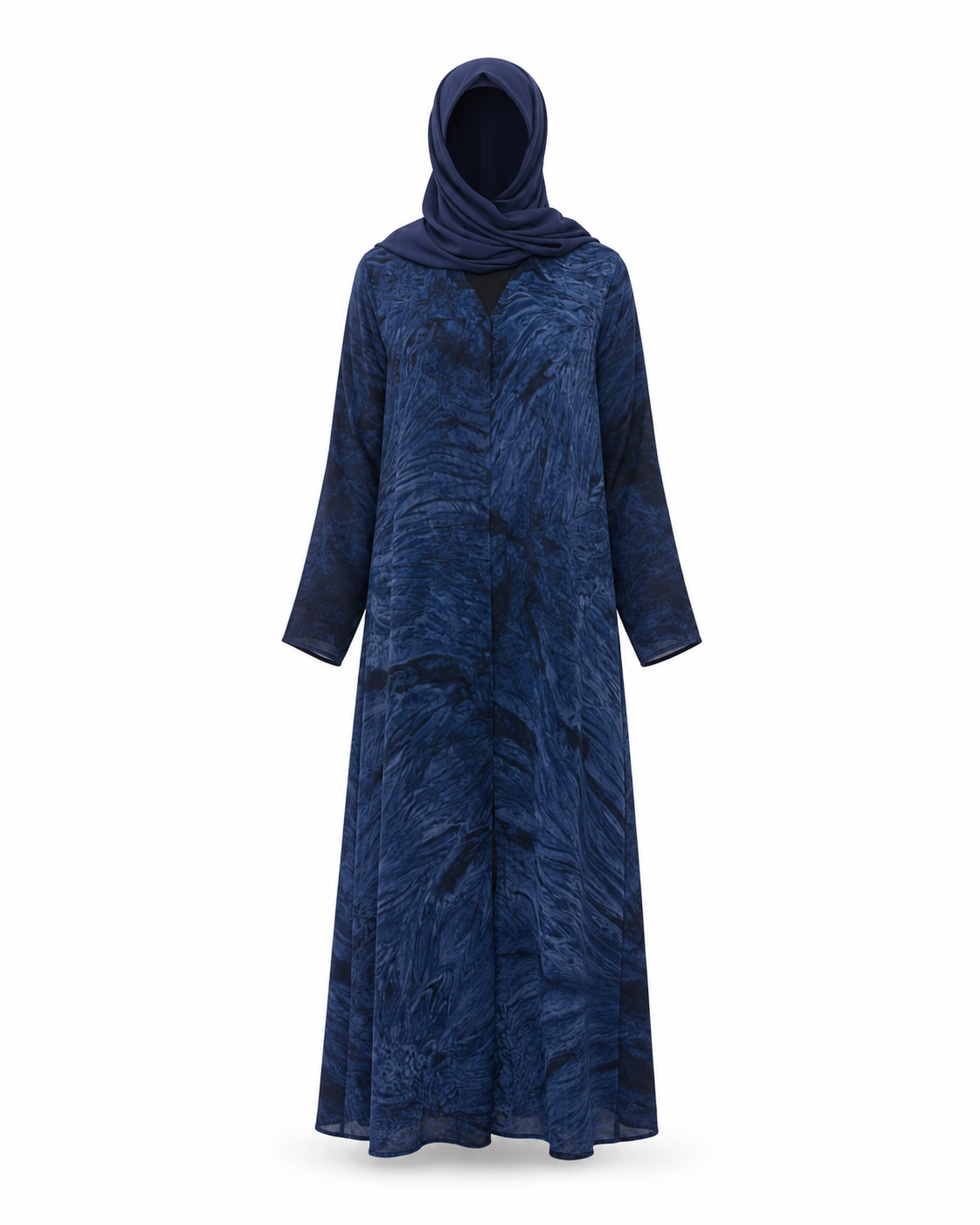Zohroze Dark Sapphire Marble Print Abaya