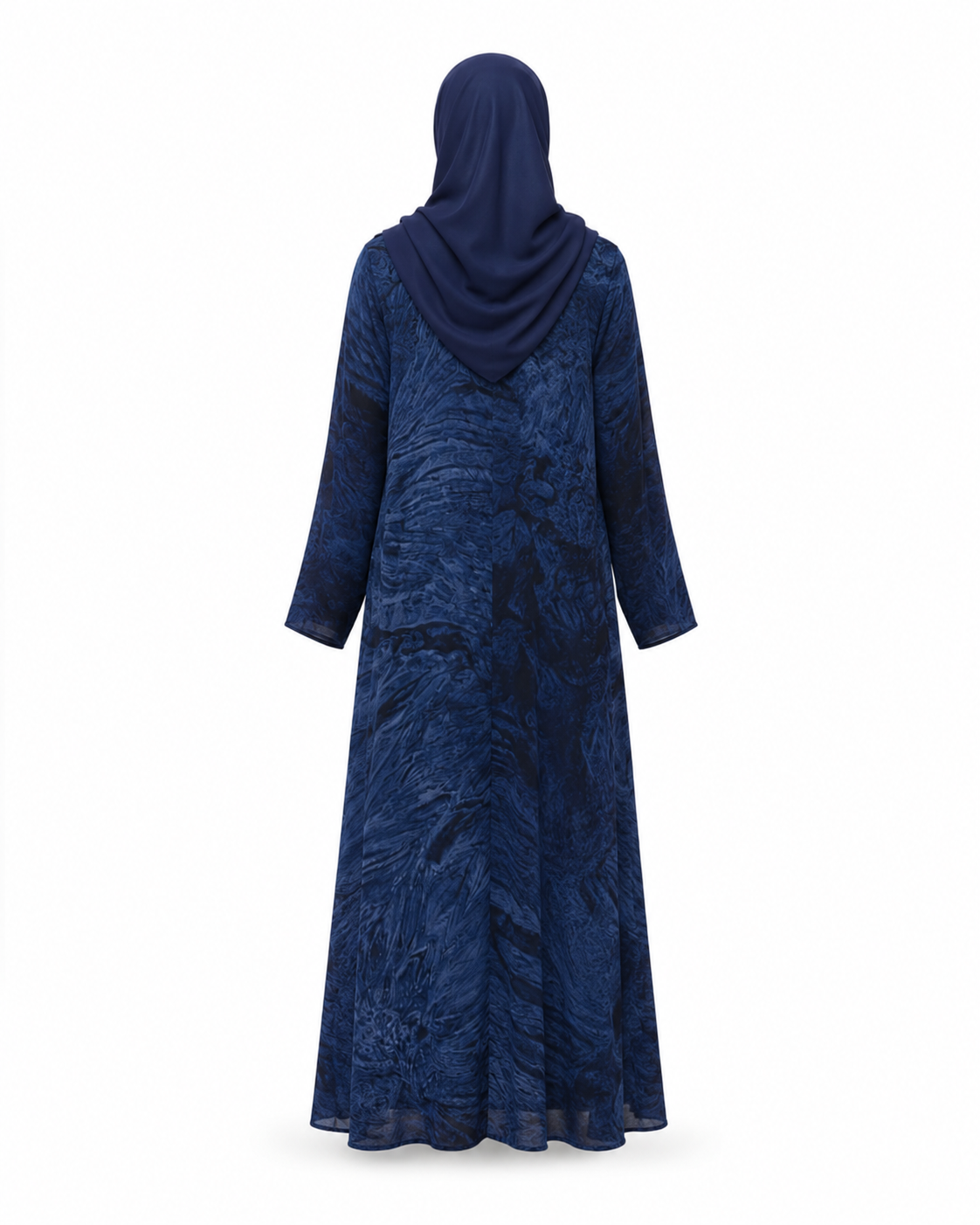Zohroze Dark Sapphire Marble Print Abaya