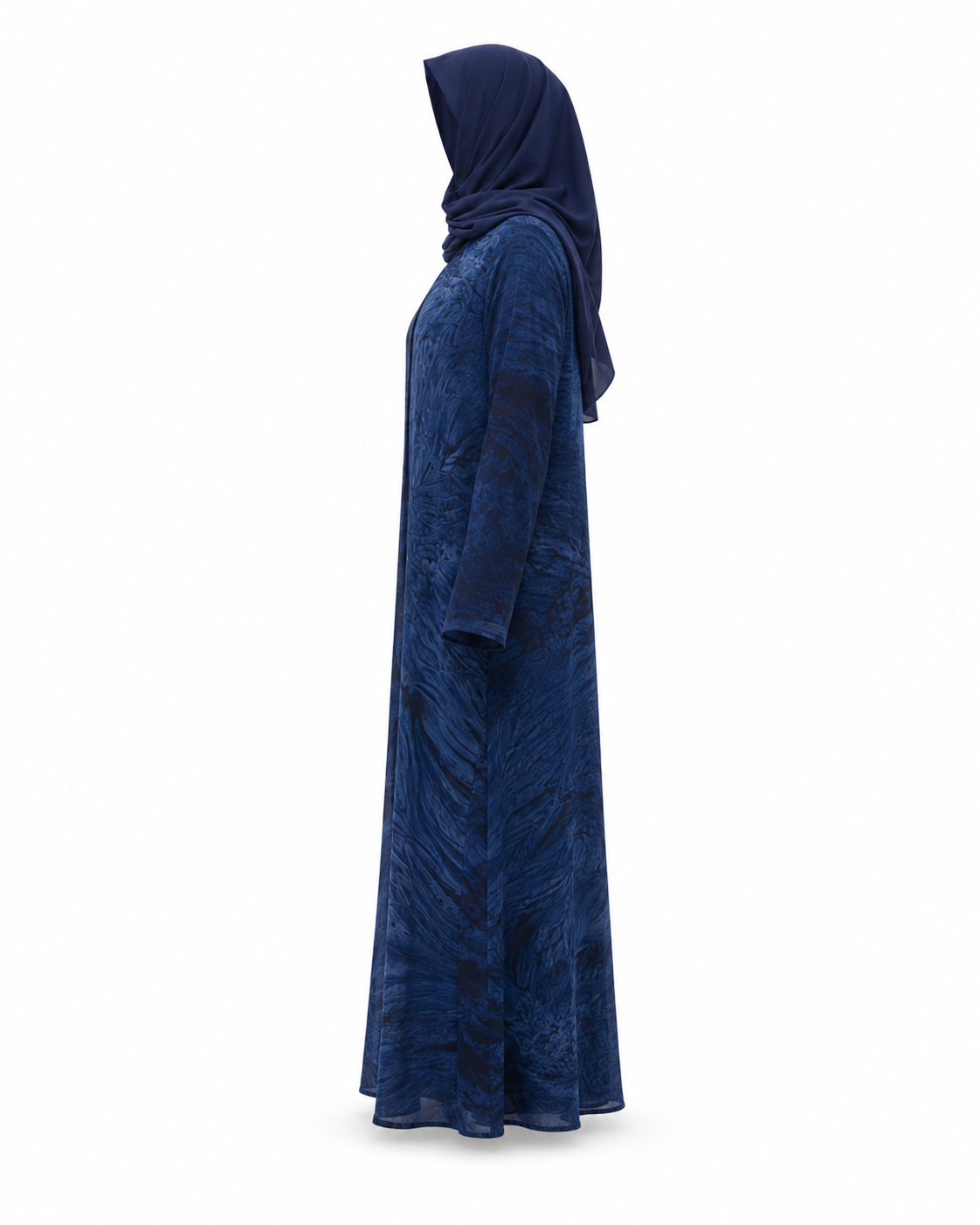 Zohroze Dark Sapphire Marble Print Abaya