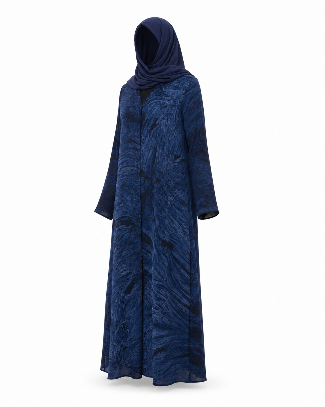 Zohroze Dark Sapphire Marble Print Abaya