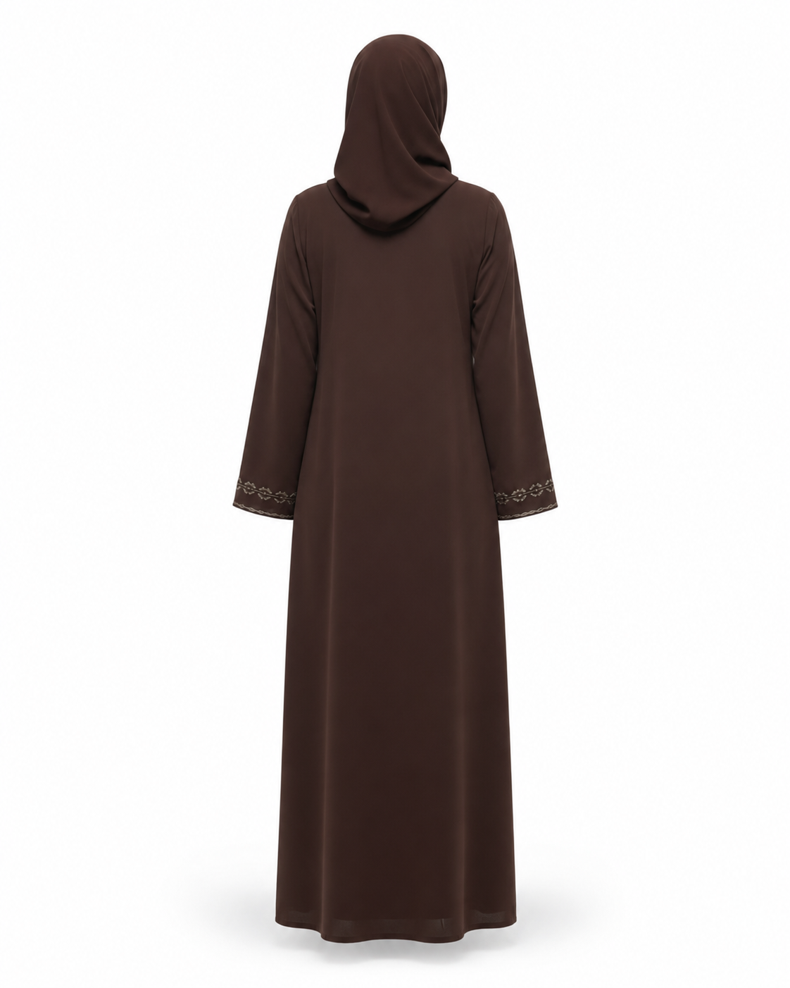 Zohroze Cocoa Brown Chiffon Satin Abaya