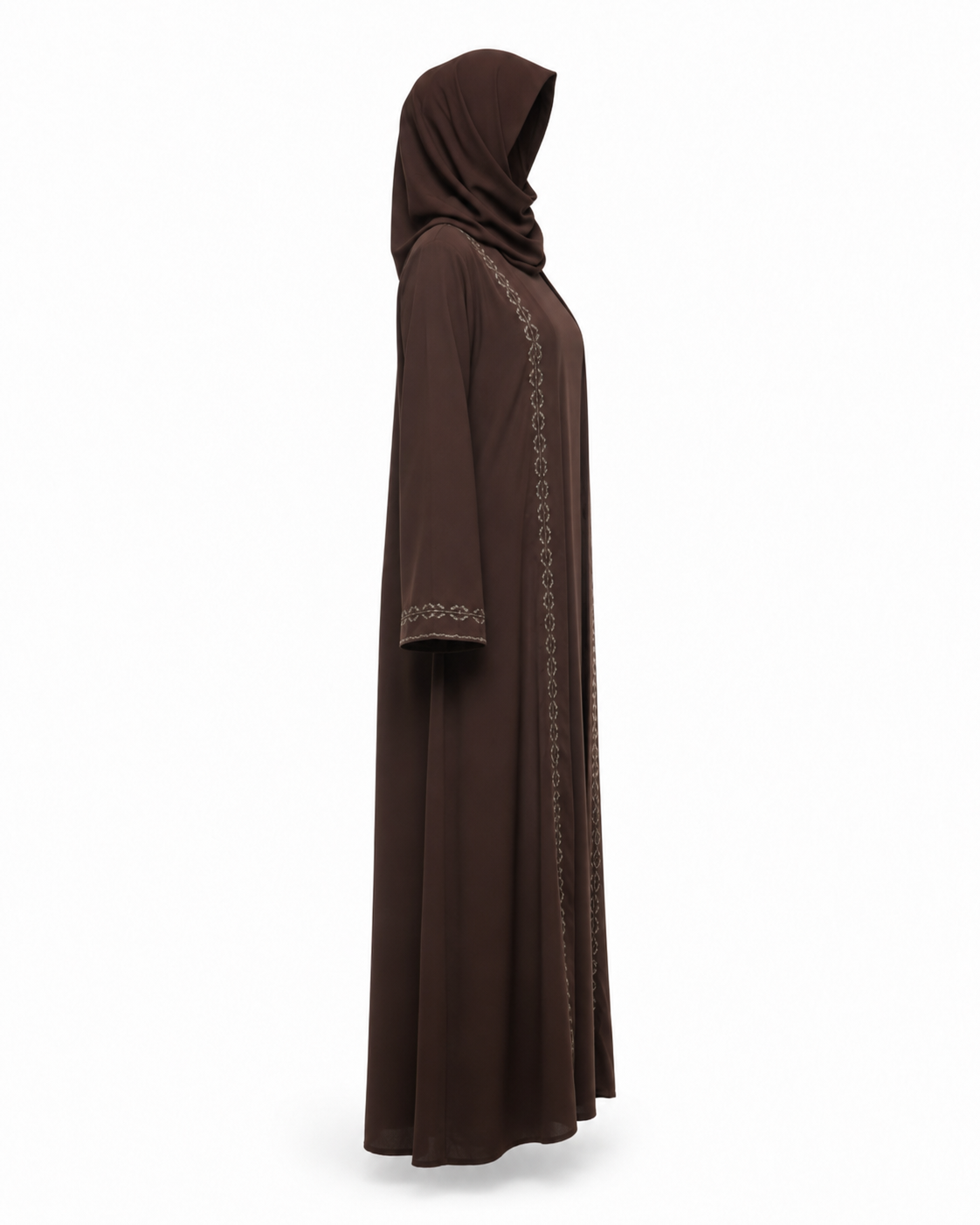 Zohroze Cocoa Brown Chiffon Satin Abaya