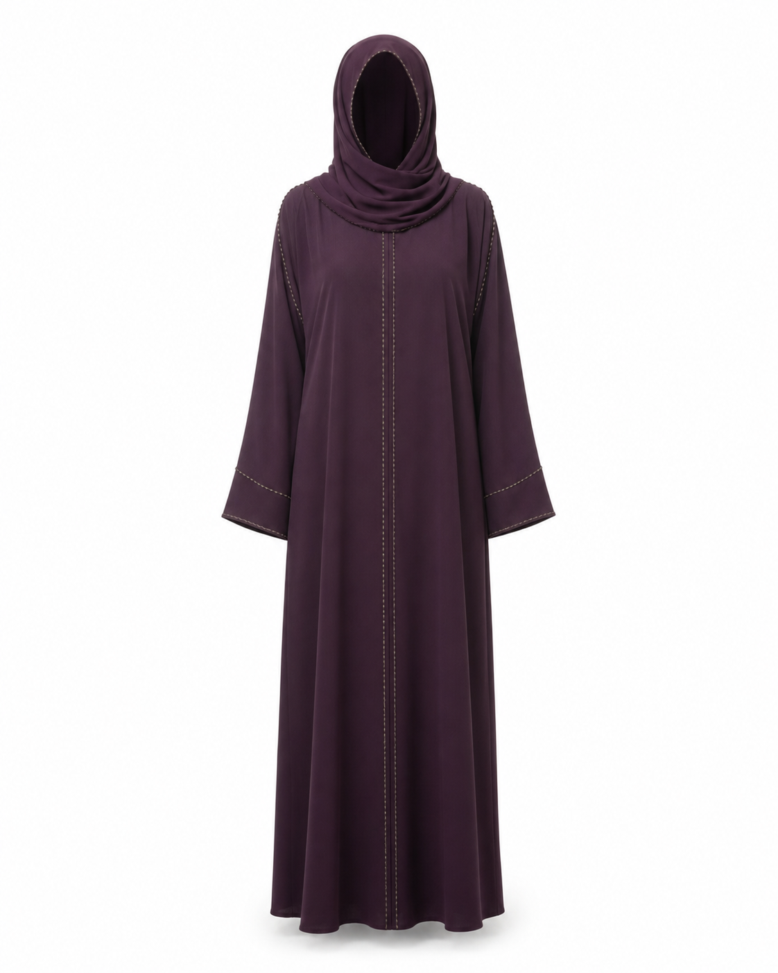 Zohroze Deep Plum Beaded Abaya