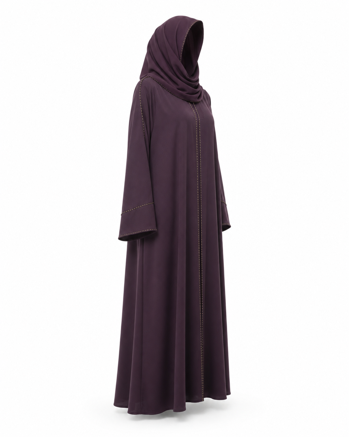 Zohroze Deep Plum Beaded Abaya