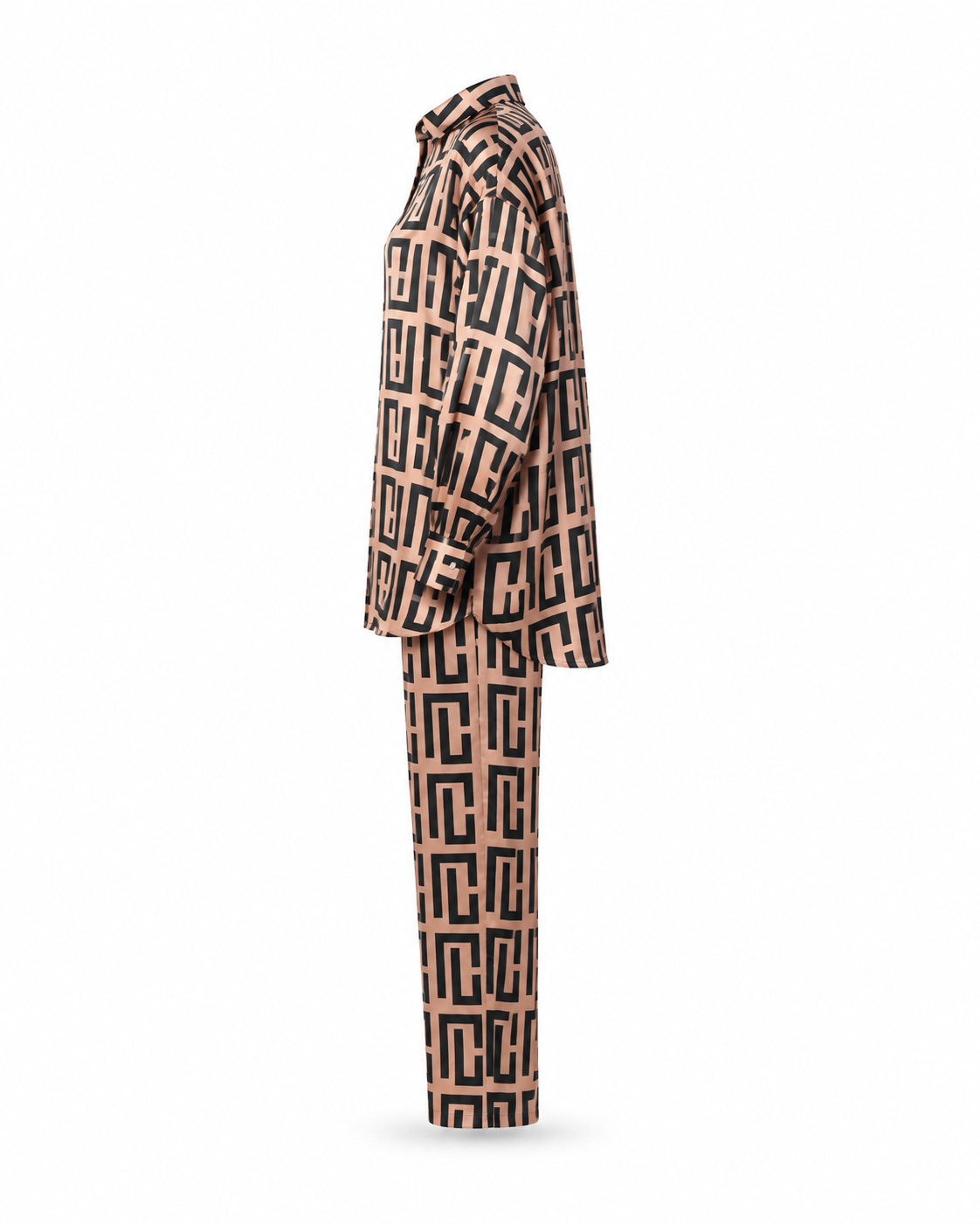 Zohroze Geometric Print Japanese Satin Co-Ord Set