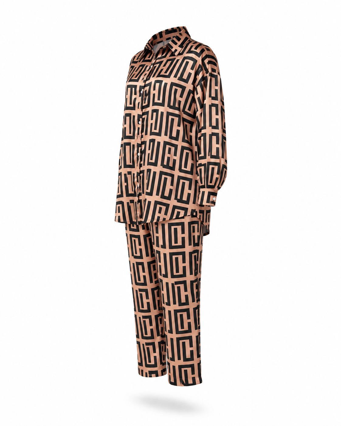 Zohroze Geometric Print Japanese Satin Co-Ord Set
