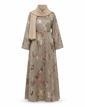 Zohroze Golden Flora Beige Abaya