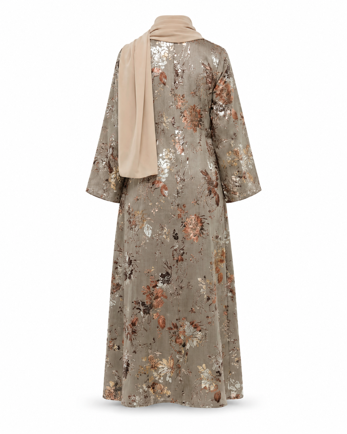 Zohroze Golden Flora Beige Abaya