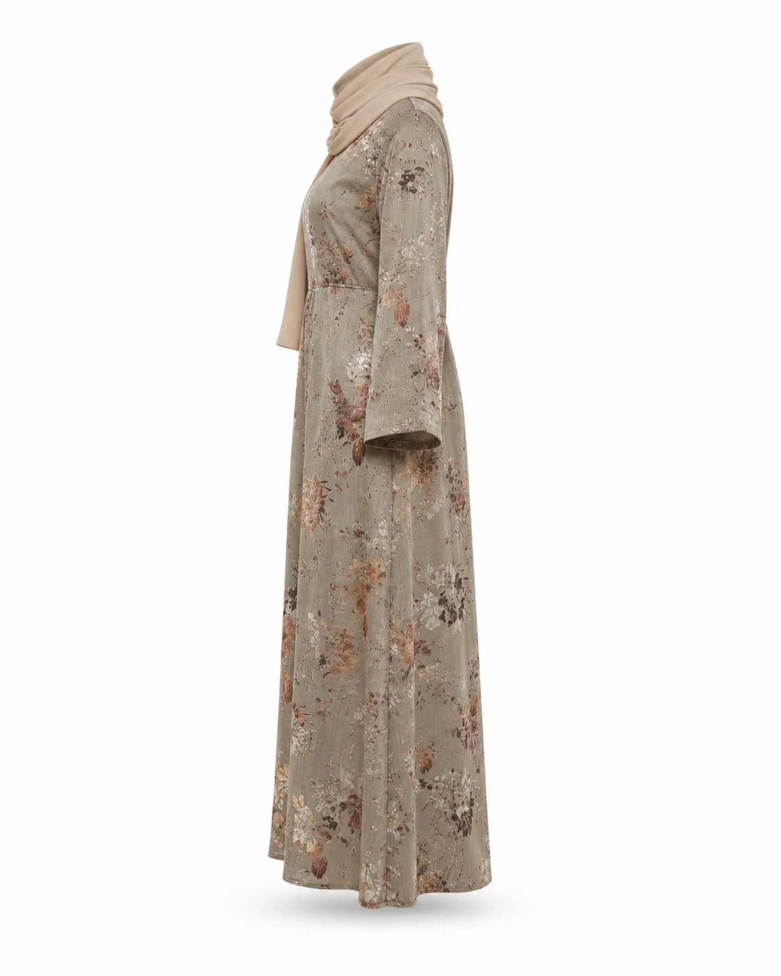 Zohroze Golden Flora Beige Abaya