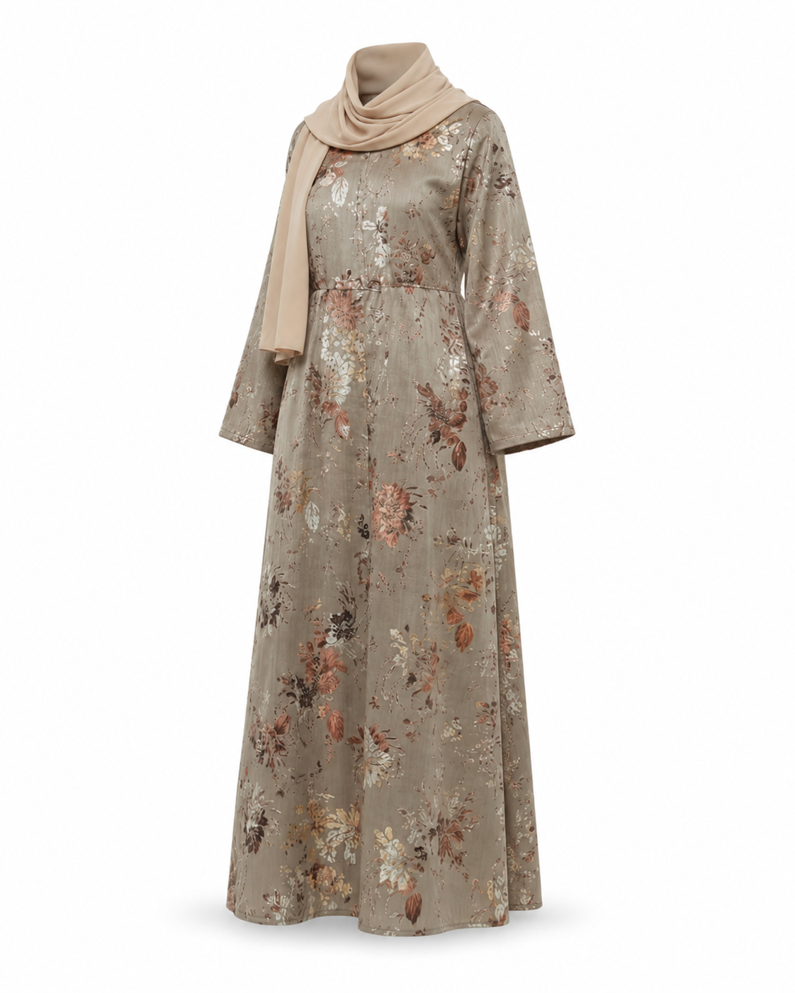 Zohroze Golden Flora Beige Abaya
