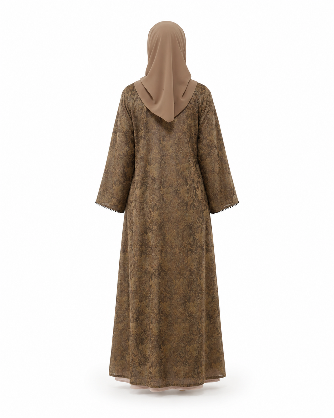 Zohroze Golden Beige Embroidered Abaya