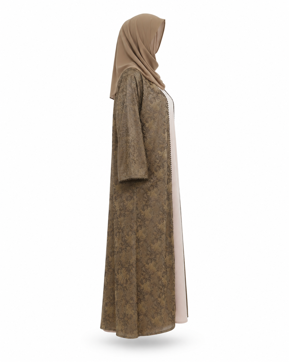Zohroze Golden Beige Embroidered Abaya