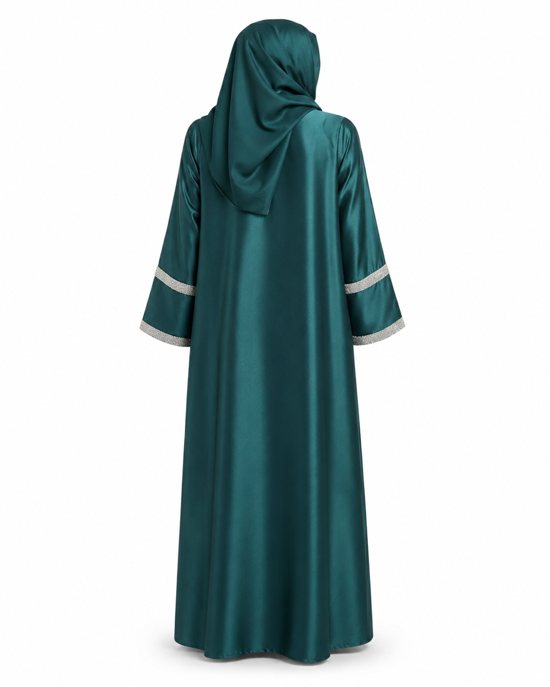 Zohroze Emerald Satin Kimono Abaya