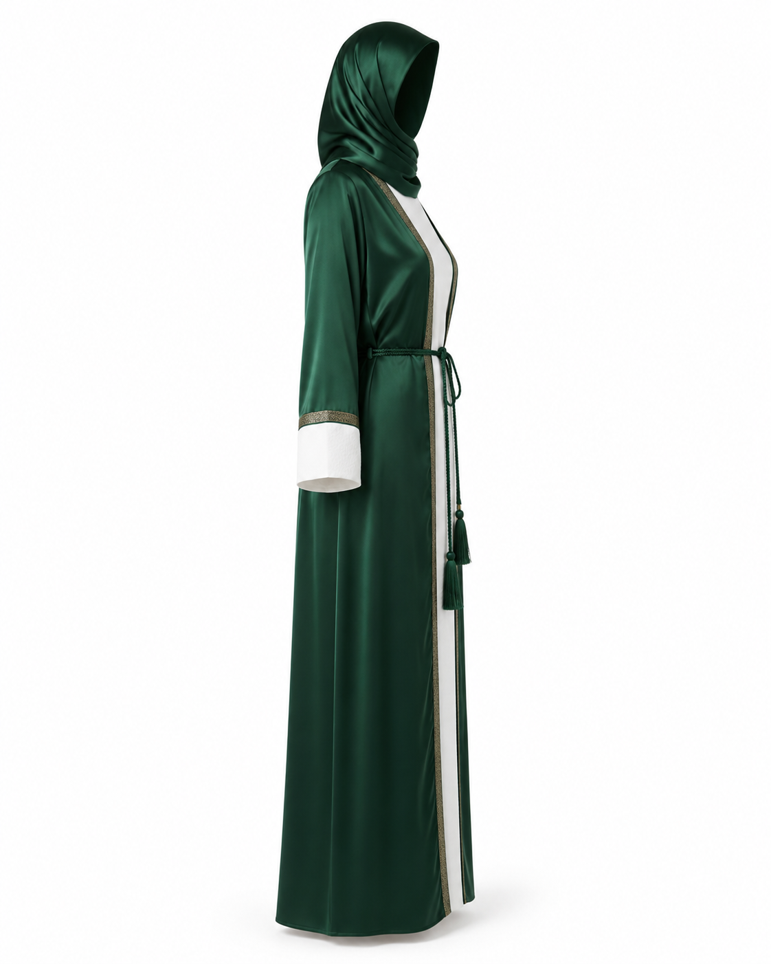 Zohroze Emerald Green Satin Jacket Abaya